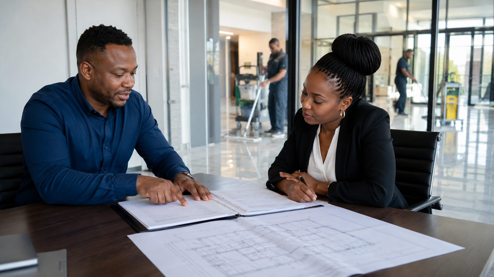Commercial cleaning contract and scope of work being reviewed