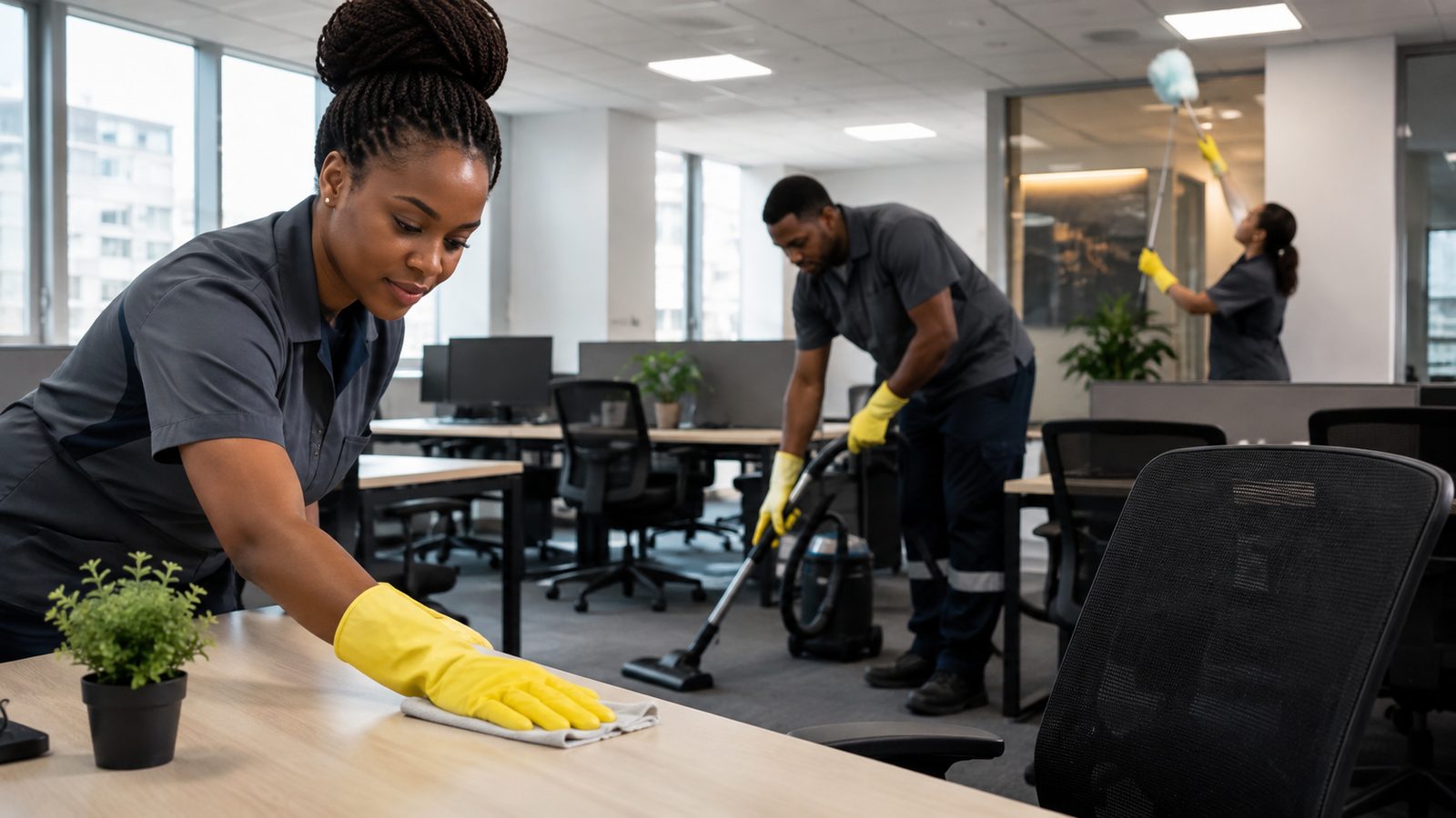 Reception area cleaned as part of a daily routine