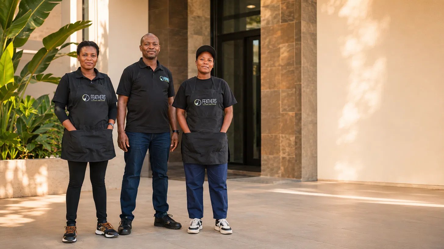 Feathers Cleaning team at a client site